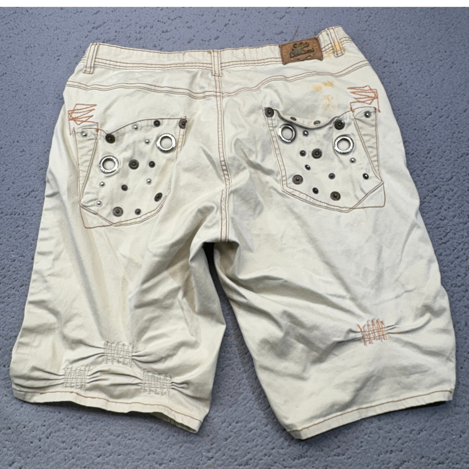 Apple Bottoms Shorts Womens 17/18 Beige Cargo Bermuda Studded Y2k Streetwear